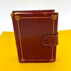 Vintage Genuine Leather Playing Card Holder With A Deck Of Vintage Cards